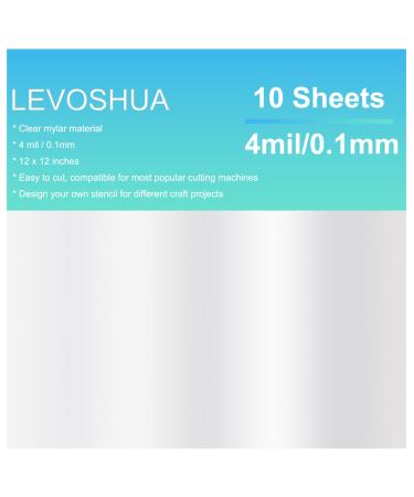 10 Pack 4 Mil CLEAR Mylar Stencil Sheets 12" x 12" Blank Stencils Reusable Template Material Make Your Own Stencil Compatible for Cricut Vinyl Cutting Machine Clear 4mil 12"x12" 10 packs