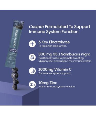 HydraLyte Plus Immunity - Electrolytes + Vitamin C Powder + Elderberry (Sambucus Nigra 35:1 Concentrated Black Elderberry Powder) + Zinc - Daily Hydration Powder With Immune Support for Ages 19+ - Buy Online on SooperMarket.com