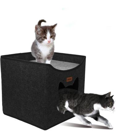 Geizire Cat House - Large Foldable Cat Cave for Indoor Cats - 2022 New Design - Cute Opening Shape - Medium Dark Grey - Buy Online on SooperMarket.com