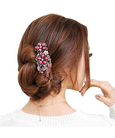 2Pcs Women Rhinestone Flower Hair Comb Clips for Wedding Prom - Blue + Colorful - Buy Online on SooperMarket.com