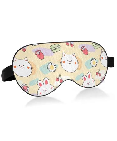 Haskirky Light Blocking Eye Mask Breathable and Adjustable Adult Men and Women Travel on Business Trips Yoga Meditation Light Smooth Comfortable Eye Mask Office Deep Sleep Goodies Cute Rabbit and C
