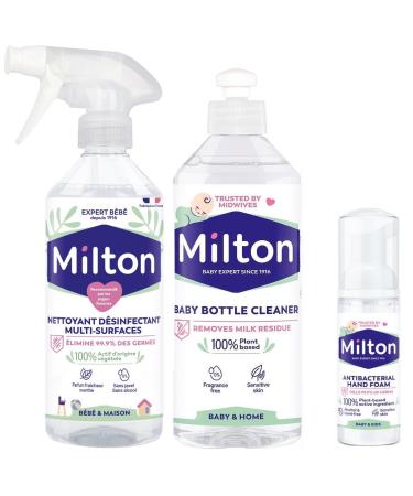 Milton Baby Bottle Cleaner 500 ml Plus Anti Bacterial Surface Spray 500 ml Plus Hand Sanitiser 50 ml Hygiene Bundle