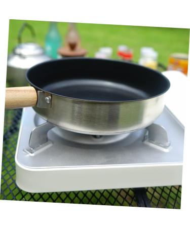 BCOATH Camping Portable Pan Egg Pan Flat Skillet Camping Cookware Griddle Pan Stainless Steel Cookware Pans Portable Camping Pan Mini Egg Cooker Multi-Function Pan Non Stick Wok Wood - Buy Online on SooperMarket.com