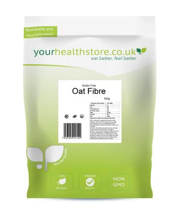 yourhealthstore Premium Oat Fibre 500g (1.1lb) Extra Light and Fluffy Great for Keto King Bread Vegan Produced in The EU (Recyclable Pouch) White Pack of 1