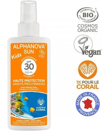 Alphanova Sun Organic Sunscreen Spray For Kids High Protection with SPF 30 Waterproof 125 ml - Buy Online on SooperMarket.com