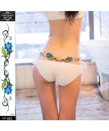 4PCS Waterproof Temporary Belly Button Tattoo Stickers - Butterfly & Flower Design for Women, Girls, and Teens - Buy Online on SooperMarket.com