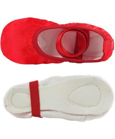 iCKER Girls Pink Satin Ballet Dance Shoes Split Sole - Size 10 Toddler Red - Buy Online on SooperMarket.com