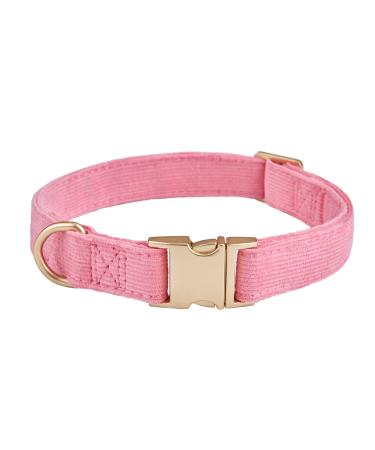 YUDOTE Ultra-soft dog collar natural cotton cord for small dogs with sensitive skin pink S (1 pack) pink