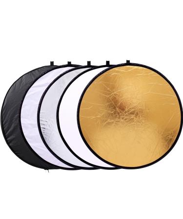 Reflector Panel 12inch / 30cm 5-in-1 Collapsible Multi-Disc Light Reflector with Bag - Translucent, Gold, Silver, Black and White