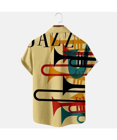 HDDK Men's Casual Short Sleeve Hawaiian Shirt - Rainbow Vintage Jazz Print, Regular Fit Beach Top - Buy Online on SooperMarket.com