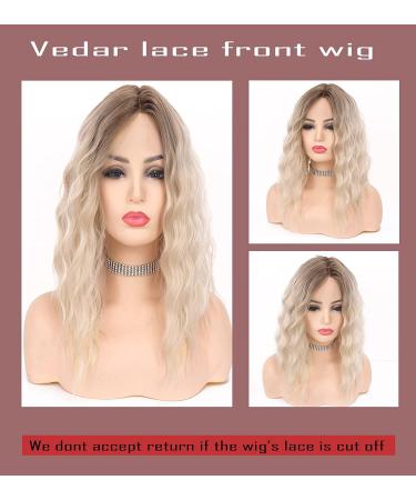 VEDAR Platinum Blonde Short Curly Ombre Wig - 12 Inch Synthetic Hair for Women #031-12 - Buy Online on SooperMarket.com