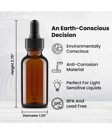 Amber Glass Dropper Bottles 1oz - Pack of 12 for Essential Oils and Serum - Buy Online on SooperMarket.com