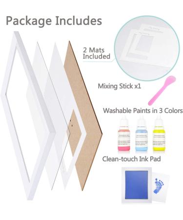 NWK DIY Family Photo & Hand/Footprints Kit | 10x17 White Wood Frame, Ink Pad & Non-Toxic Paints | Baby Shower/Christmas Gift for New Parents - Buy Online on SooperMarket.com
