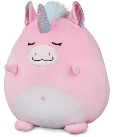 Marsjoy 8" Pink Unicorn Plush Pillow Toy Squishy Stuffed Animal Plushie Pillow Cute Unicorn Huggable Toy Kawaii Soft Cushion for Girl Kid Children's Day Birthdays Christma