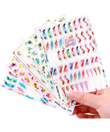 Closer 5 Sheets Blooming Flower Nails Sticker 3D Flower Water Transfer Nail Decals for Nail Art DIY Transfer Sticker - Buy Online on SooperMarket.com