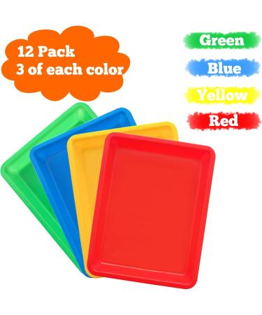 12 Pack Activity Plastic Art Trays Multicolor Plastic Art Trays Serving Tray for Art and Crafts DIY Projects Painting 4 Color - Buy Online on SooperMarket.com