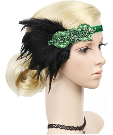 HAPINARY Feather Headdress Vintage Hairband Hair Band Headdress for Party Hairband Party Headdress Hijab 1920s Headband Dance Headpiece Turban Party Headwear Bride Accessories Prom One Size Green - Buy Online on SooperMarket.com
