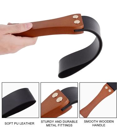 IWELAI 19-Inch Black Leather Riding Crop with Wooden Handle - Durable Equestrian Paddle for Horse Riding - Buy Online on SooperMarket.com
