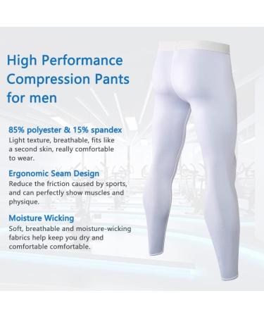CARGFM Men's Compression Pants - White Small | Basketball Tights, Leggings, Yoga, Running, Sports Workout Baselayer - Buy Online on SooperMarket.com