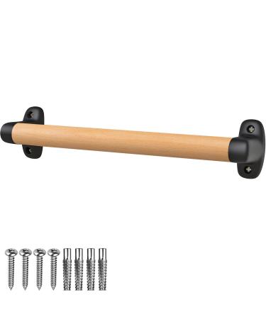 SELEWARE 12 inch Wood Handle Playground Safety Handle Wood Grab Bar Grip Handle Handrail Solid Beech Wood w/ Plastic Brackets for Indoor Outdoor use