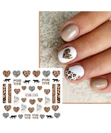 Brown Leopard Print Nail Stickers - Water Transfer Decals for Cute Nail Design - Autumn/Winter Manicure - Women/Girls Nail Decoration - Buy Online on SooperMarket.com