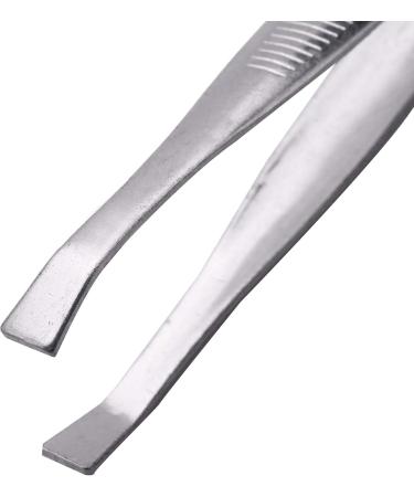 Silver Tone Slanted Flat Tip Metal Hair Eyebrow Tweezer Cosmetic for Lady - Buy Online on SooperMarket.com