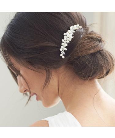 Brishow Crystal Bride Wedding Hair Comb - Pearl Bridal Hair Accessories (Silver) - Buy Online on SooperMarket.com