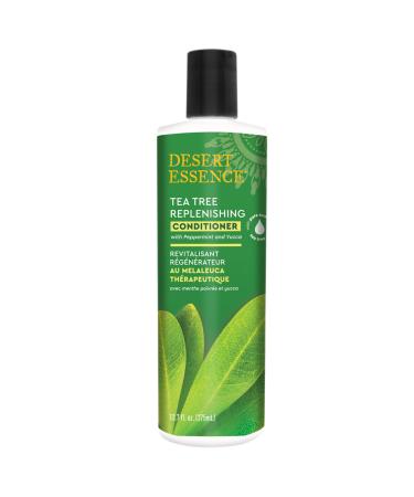 Desert Essence Tea Tree Replenishing Conditioner - 12.7 Fl Ounce - Peppermint & Yucca - Eucalyptus Oil - Vitamin E - Keratin - Murumuru Butter For Dull Damaged Hair - Reduces Hair Breakage & Flaking