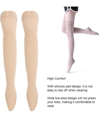 Thigh-High Compression Stockings for Varicose Veins - Beige 23-32 mmHg Closed Toe Sports Socks | International Shipping Available - Buy Online on SooperMarket.com