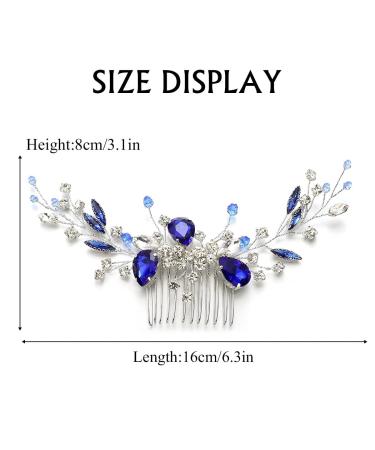 YBSHIN Blue Rhinestone Wedding Hair Comb - Silver Bridal Headpiece for Women (Style 1-Blue Crystal) - Buy Online on SooperMarket.com