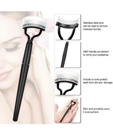 Eyelash Brush Eyelash Comb Eyebrow Brush Eyelash Separator Mascara Applicator Eyelash Definer with Comb Cover Designed Cosmetic Brushes Tool/51 Black - Buy Online on SooperMarket.com
