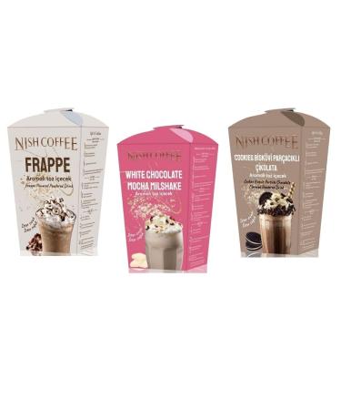 Nishcoffee Frappe White Chocolate Mocha Cookies Biscuit Powder Drink Set of 3 750 gm