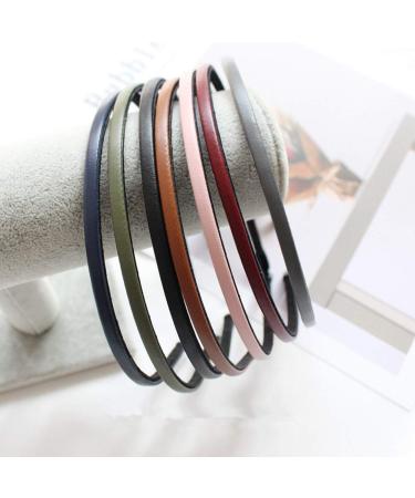 Cute Solid Simple Leather Covered Party Headband Hair Bows Hair Loop Clasp Glitter Hairbands for Women and Girls