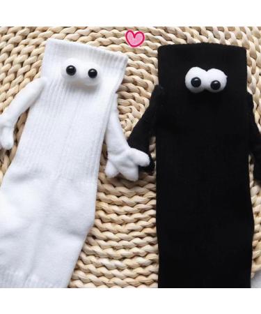 CUIKOSAER Funny Magnetic 3D Doll Couple Socks - Novelty Mid-Tube Cotton Socks for Teens - Unique Couple Holding Hands Design - White - Buy Online on SooperMarket.com