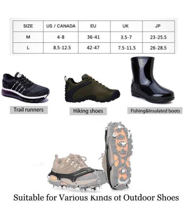 Vdeal Crampons for Boots & Shoes - 19 Stainless Steel Spikes Anti-Slip Winter Shoe Claws for Snow & Ice Gr del Spikes for Hiking & Fishing - Men & Women - Buy Online on SooperMarket.com