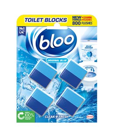 Bloo Toilet Block Original Blue Coloured Water In Tank Blocks 4 x Cleaning blocks. 1 count (Pack of 4)