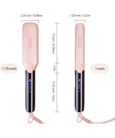ANGENIL Pro Titanium Flat Iron Hair Straightener | 1.75" Dual Voltage 2-in-1 Curler & Straightener | Adjustable Temp 240 F-470 F | Fast Heating & Heat Resistant Mat - Buy Online on SooperMarket.com