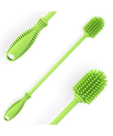 Baby Bottle Cleaning Brush with Long Handle 31cm/12.5" Silicone Water Bottles Cleaner Brushes for Hydro Flask Sports Bottle Vase Glass Cup (Green Qty 1)
