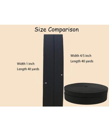 1'' Black Wide Knit Elastic Spool - 40 Yards | Heavy Stretchy Band for DIY Sewing Craft | High Elasticity Knit Band - 1 25mm Black - Buy Online on SooperMarket.com