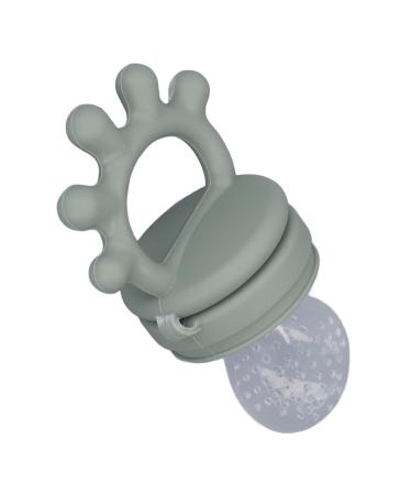 Baby Fruit Feeder Baby Food Feeding Toy Silicone Washable Teething for Meat (Olive Green)