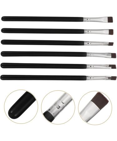 PLAFOPE 6pcs Flat Eyebrow Brush Eyeliner Brush Slanted Eyeliner Makeup Tool Eye Lash Brush Wooden Handle - Buy Online on SooperMarket.com