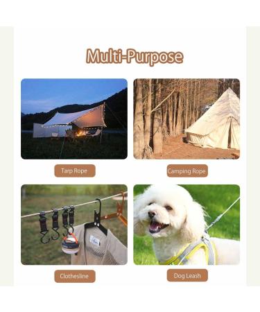 Hikeman Camping Rope with Ratchet Pulley | Adjustable Guy Lines for Tent, Canopy, Kayak & Grow Light | Khaki - Buy Online on SooperMarket.com