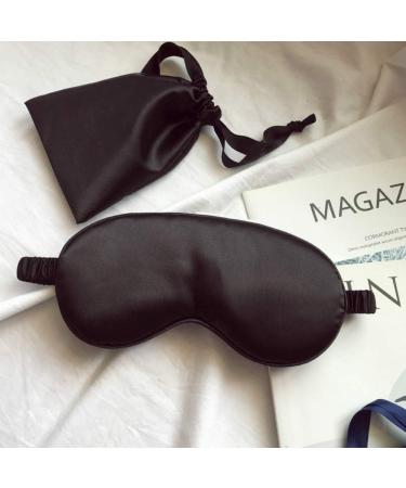 Satin Silk Sleeping Eye Mask with Double-Layer Filling and Elastic Strap - Black - Buy Online on SooperMarket.com