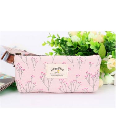 Linen Pencil Case & Cosmetic Bag in Pink - Stylish Durable and Perfect for International Shipping - Buy Online on SooperMarket.com