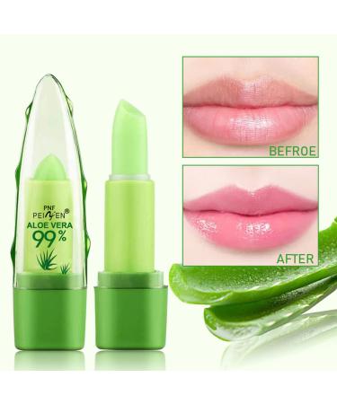 2-Pack Aloe Vera Lipstick: Long-Lasting, Nutritious & Moisturizing Lip Care | Magic Color Changing Crystal Jelly Lipstick | Matte Makeup Tinted Lip Balm (Green A) - Buy Online on SooperMarket.com