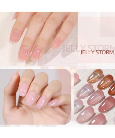 GAOY 15 Pcs Jelly Gel Nail Polish Kit - Sheer Nude Pink Nail Art Set with Glossy & Matte Top Coat for DIY Manicure & Pedicure - Buy Online on SooperMarket.com