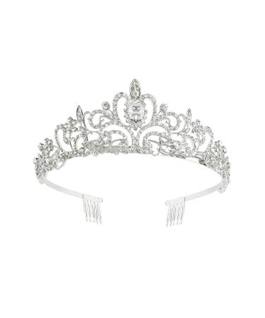 Tiara Crown Crystal Rhinestone Bridal Princess Headband with Comb for Women Bridal Party Wedding Birthdays Anniversaries