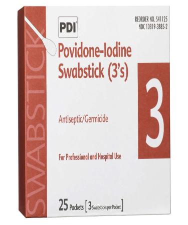 PDI PVP Iodine Prep Swabstick Skin Antiseptic 3's - Case of 750 - Buy Online on SooperMarket.com