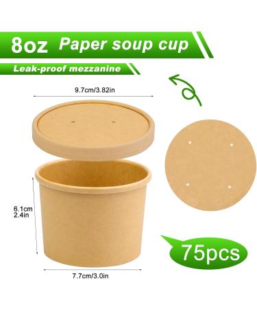 BALDCC 75 Pack 8 Oz Soup Containers with Lids Disposable Containers with Lids for Food Ice Cream Cups with Lids. Ice Cream Container for Storing Food in the Refrigerator or Carrying Out Brown 75 Pack 8 Oz - Buy Online on SooperMarket.com