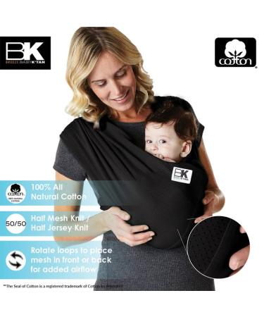 Baby K'tan Breeze Black Small Baby Wrap Carrier - Infant & Child Sling for Newborns up to 35 lbs - No Tying or Rings - Easy Babywearing for Parents - Size Small - Buy Online on SooperMarket.com